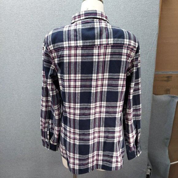 Stillwater Supply Top Womens Large Purple Plaid Long Roll Tab Sleeve Button Up - Picture 6 of 9